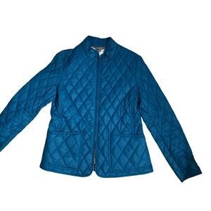 LL Bean Signature Womens Quilted Midweight jacket Teal Blue Sz 10